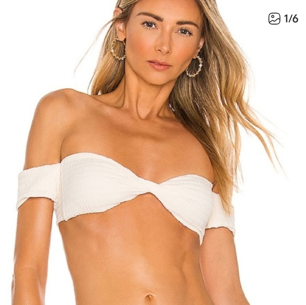 TUlarosa Duffy Bikini Top White Off-Shoulder Bikini NWT